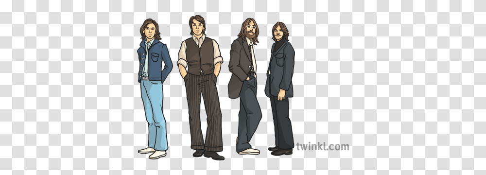 The Beatles 1 Illustration Apple Music Essentials, Clothing, Person, Suit, Overcoat Transparent Png