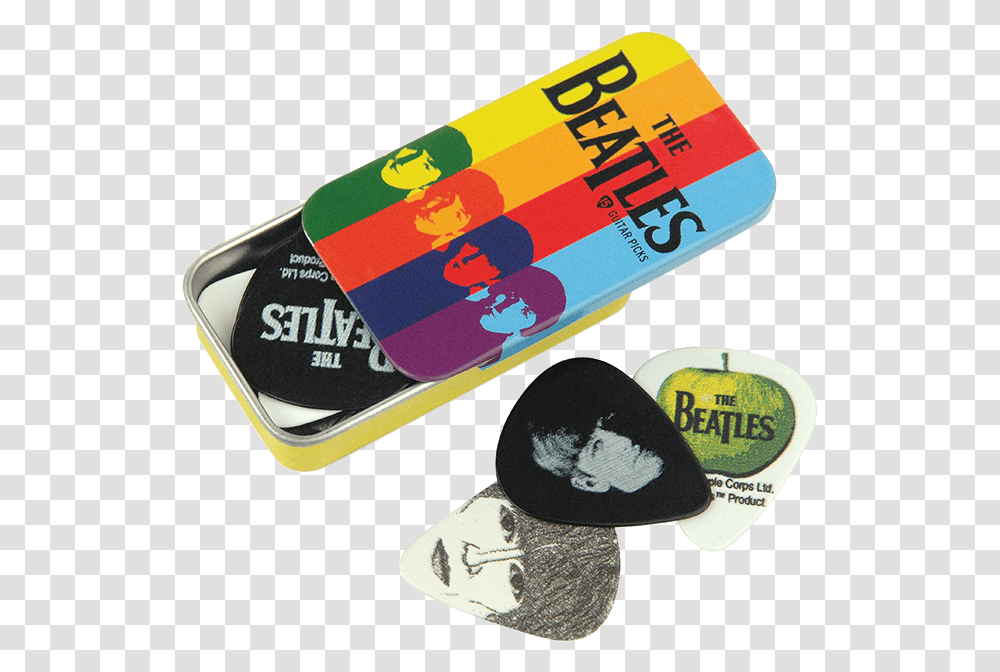 The Beatles Logo Guitar Pick Tins Accessories D'addario Guitar Pick Set Box, Plectrum, Skateboard, Sport, Sports Transparent Png