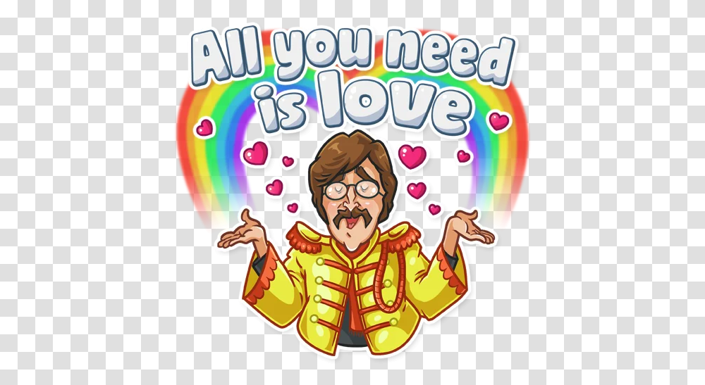The Beatles Telegram Sticker All You Need Is Love The Beatles Sticker, Person, Advertisement, Poster, Flyer Transparent Png