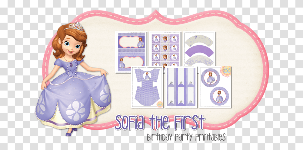 The Bingham Diaries Sofia First Birthday Party Freebie Free Rapunzel Birthday Printables, Doll, Toy, Text, Person Transparent Png