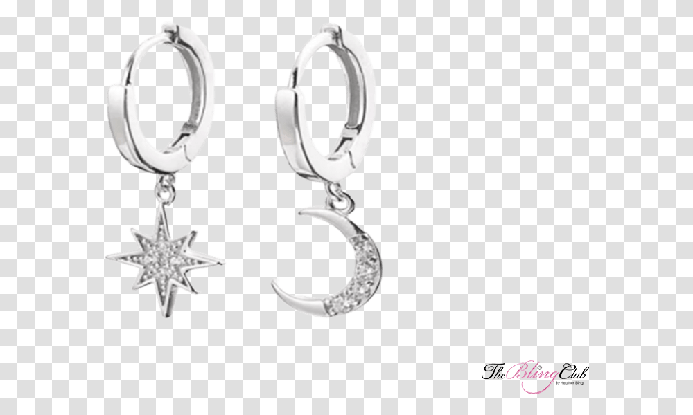 The Bling Club Moon And Stars Silver Huggie Earrings Brincos Cirurgico Argola Pingente, Horseshoe, Hook, Jewelry, Accessories Transparent Png