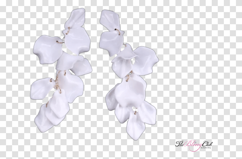 The Bling Club White Rose Petal Dangle Earrings Orchid, Plant, Flower, Blossom, Snowman Transparent Png