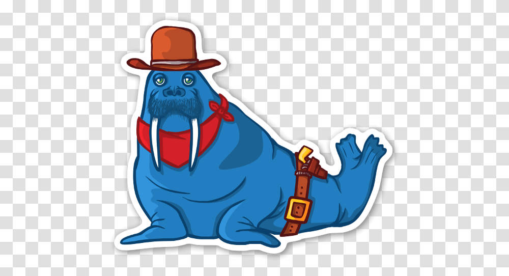 The Blue Walrus Walrus With Cowboy Hat, Mammal, Animal, Sea Life, Wildlife Transparent Png