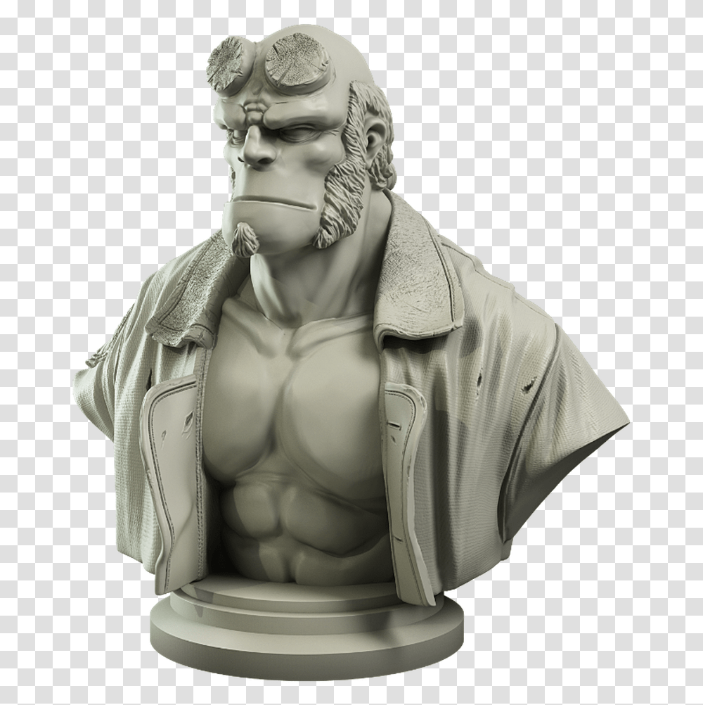 The Board Game Hellboy Collector's Bust Set, Sculpture, Statue, Person Transparent Png
