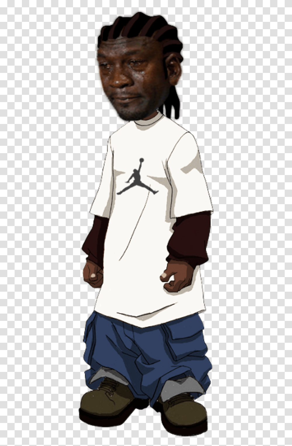 The Boondocks Michael Jordan Shoulder Standing Male Riley Cartoon Boondocks Jordan, Person, Hand, Sport Transparent Png