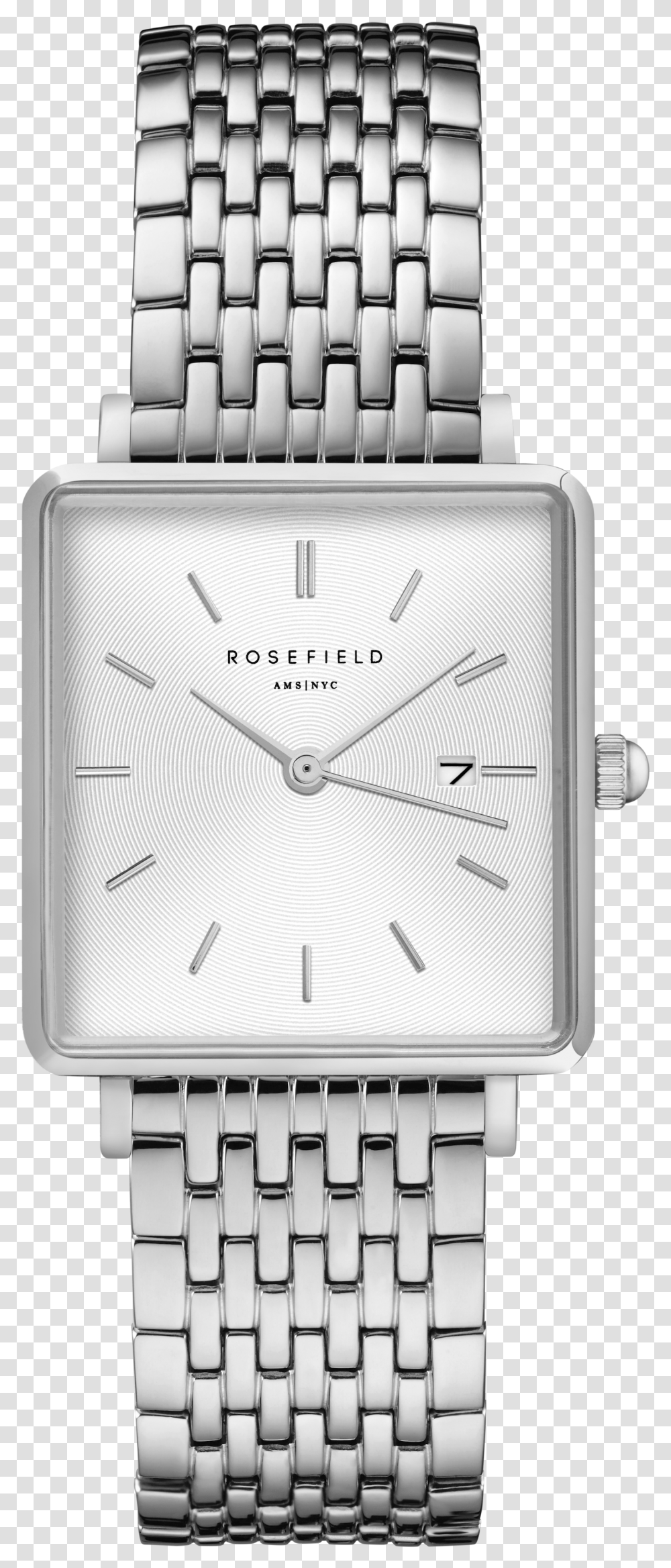 The Boxy White Sunray Steel Silver Rosefield Qwsr, Analog Clock, Alarm Clock, Clock Tower, Architecture Transparent Png