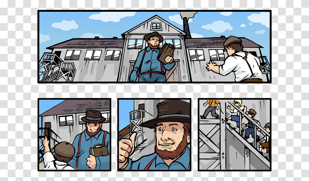 The Boys Continue On Until They Reach The Sawmill Cartoon, Comics, Book, Hat Transparent Png