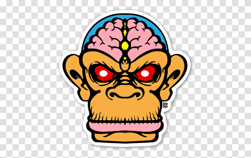 The Brain Chimp Custom Sticker Calcomanias, Label, Mask, Advertisement Transparent Png