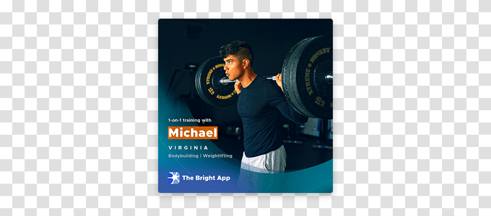 The Bright App Real Fitness For Real People Weights, Person, Human, Advertisement, Poster Transparent Png