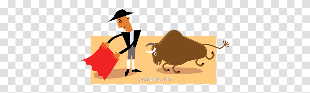 The Bull Fighter Royalty Free Vector Clip Art Illustration, Bison, Wildlife, Mammal, Animal Transparent Png