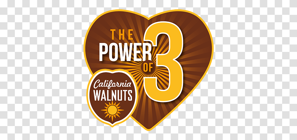 The California Walnut Commission Launches Global Power Of 3 Heart, Number, Symbol, Text, Alphabet Transparent Png