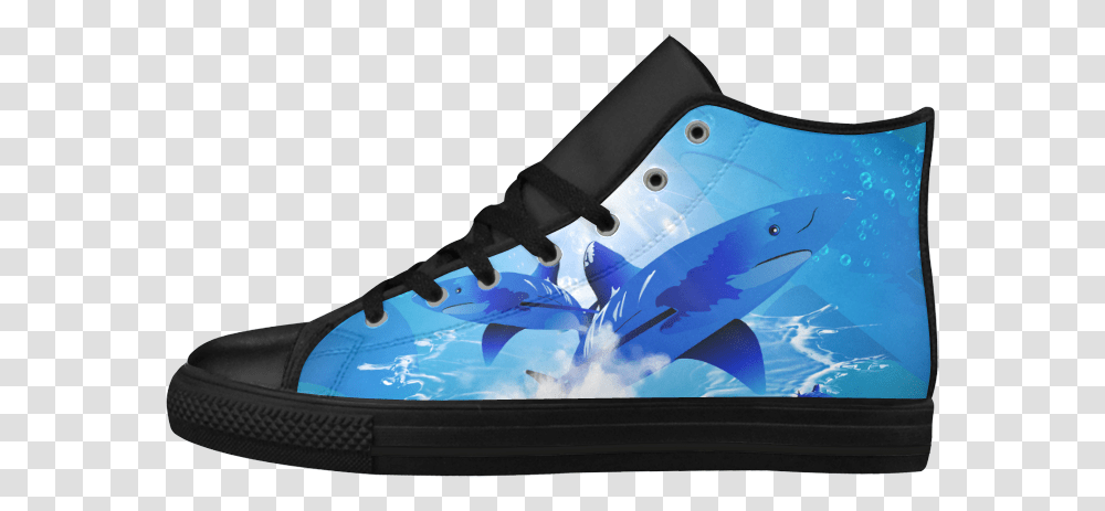 The Cartoon Sharks Aquila High Top Microfiber Leather Shoe, Apparel, Footwear, Screen Transparent Png