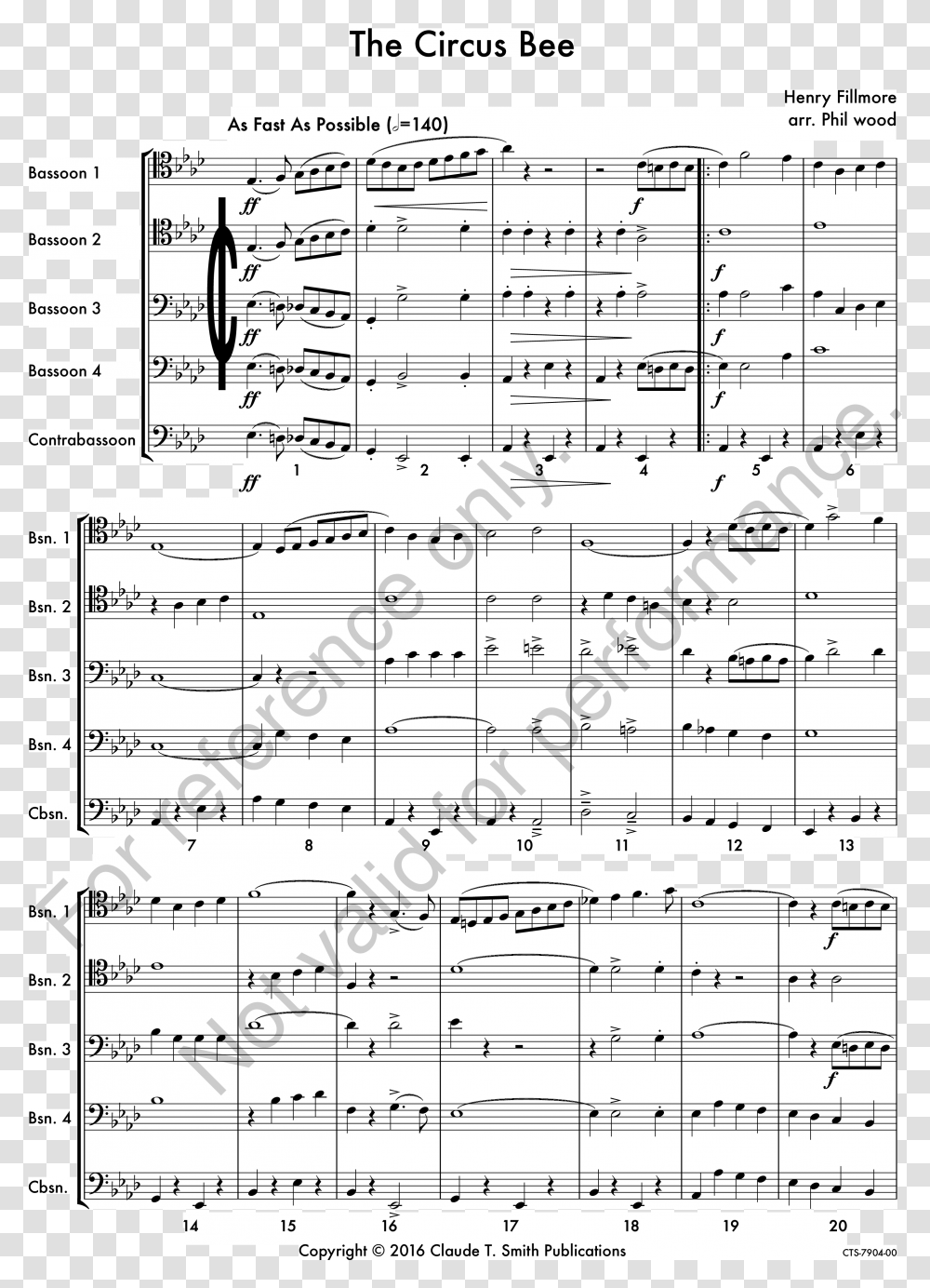 The Circus Bee March Bassoon Quintet 4 Jw Pepper Sheet Sheet Music, Plan, Plot, Diagram, Text Transparent Png