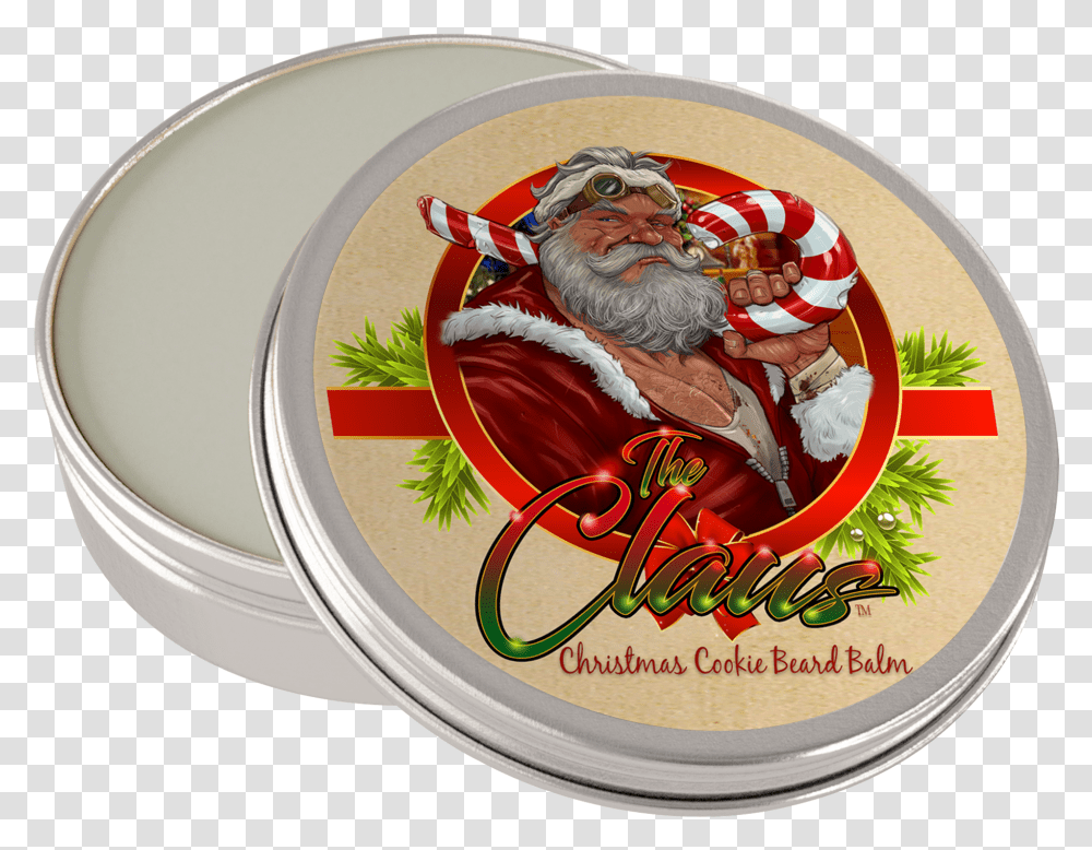 The Claus A Christmas Cookie Beard Balm Santa Claus, Person, Human, Tin, Label Transparent Png
