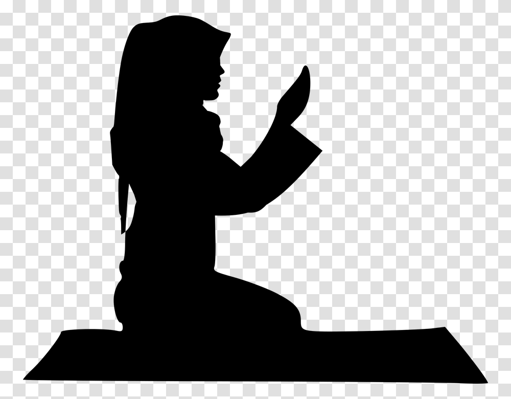 The Concept Of Hijab And Khimar Is Not Muslim Girl Praying, Person, Human, Kneeling, Silhouette Transparent Png