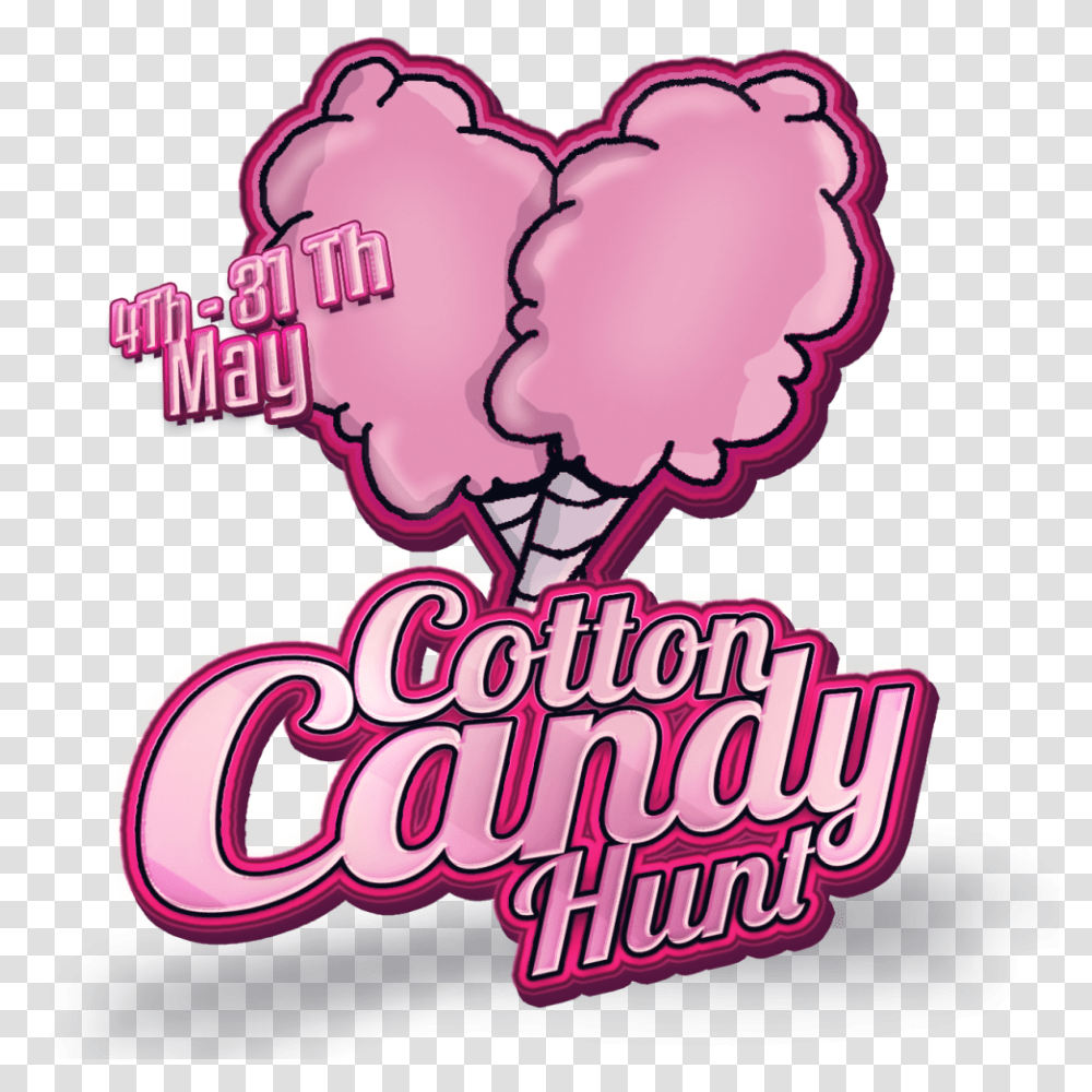 The Cotton Candy Hunt Cotton Candy, Text, Purple, Heart, Label Transparent Png
