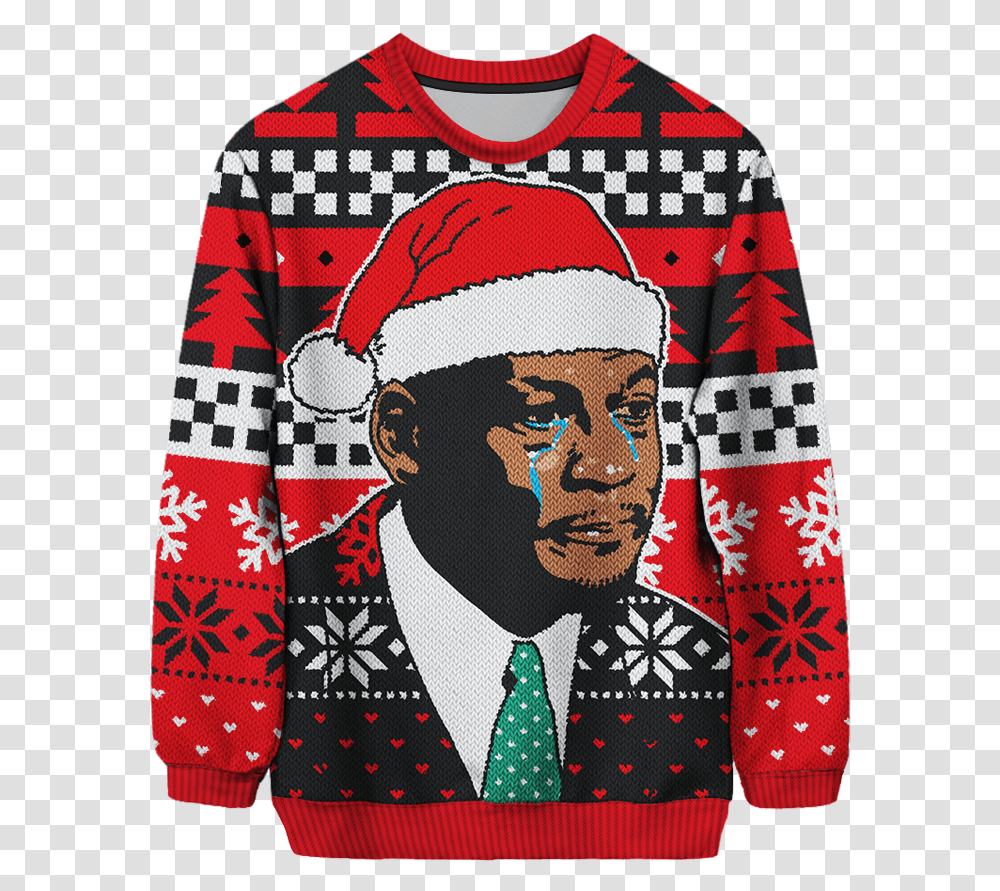 The Crying Mj Christmas Sweater Is Real Michael Jordan Crying Christmas Sweater, Clothing, Sleeve, Long Sleeve, Tie Transparent Png