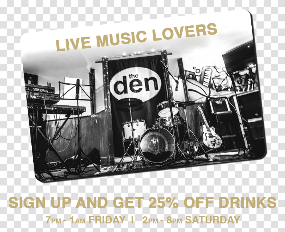 The Den Live Music Lovers Loyalty Card Partij Voor De Dieren, Musician, Musical Instrument, Poster, Advertisement Transparent Png