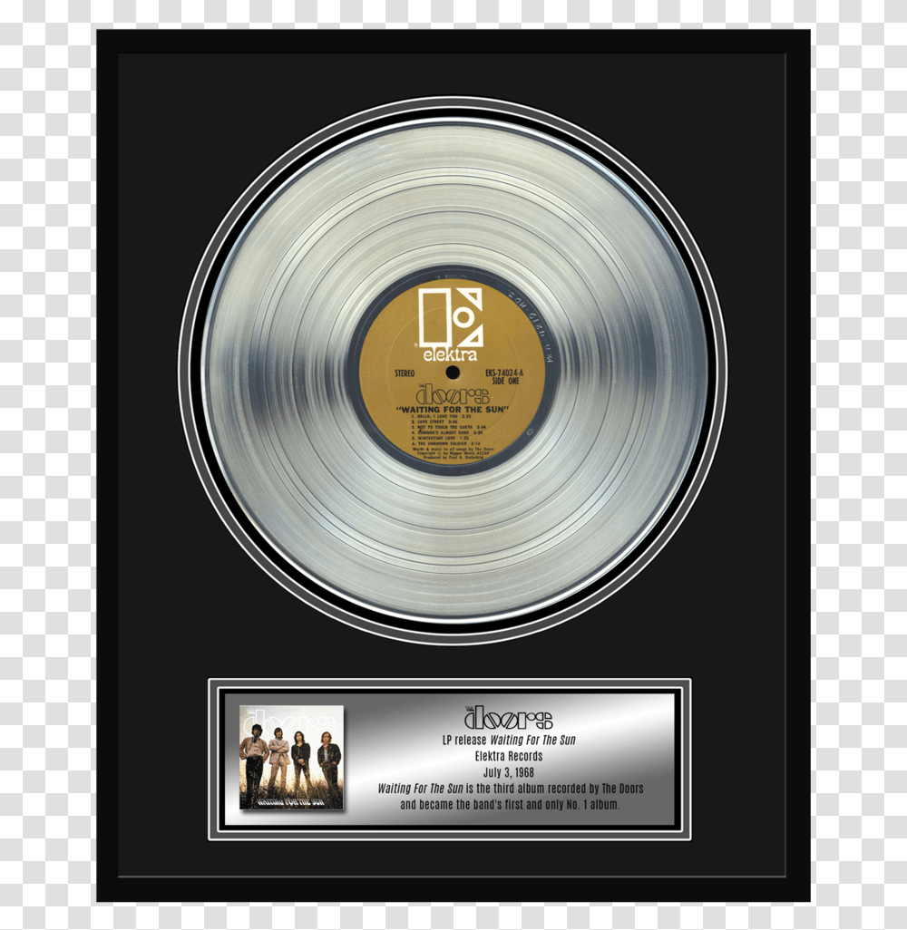 The Doors Waiting For The Sun Platinum Album Award Platinum Record Plaque, Person, Human, Paper Transparent Png