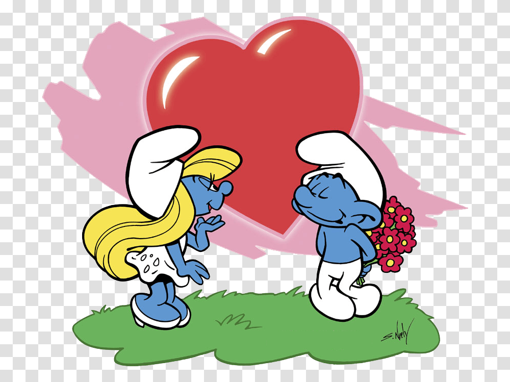 The Drama And Role Play And The Acting Corner Smurf And Smurfette Love, Outdoors, Plant, Heart Transparent Png