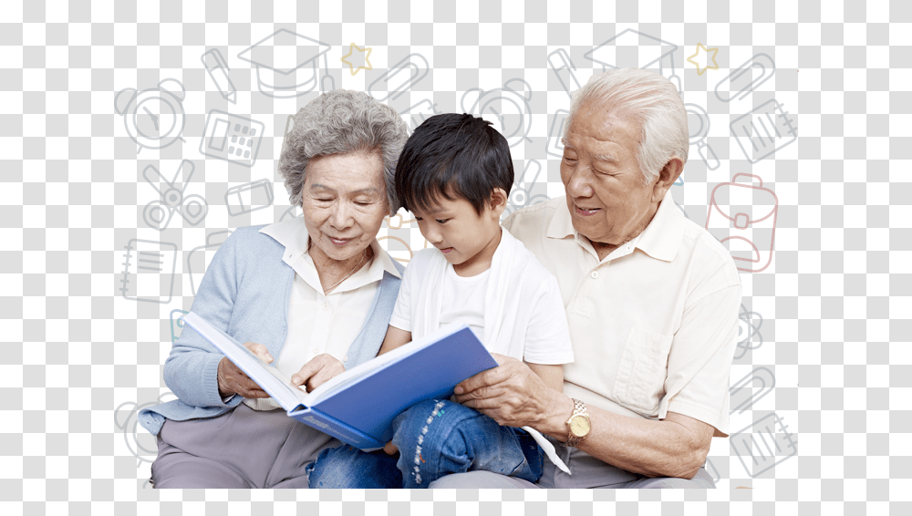 The Education Programme Office Aims To Create And Share Filipino Family With Grandparents, Person, Human, Reading, People Transparent Png