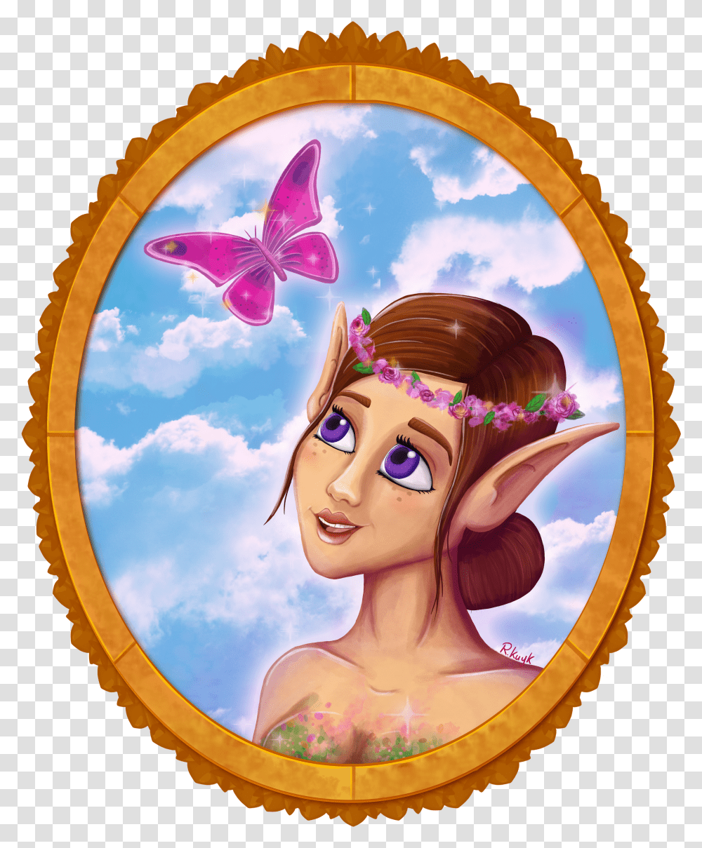 The Elf And The Pink Butterfly Cartoon Transparent Png