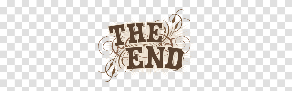 The End Sign Calligraphy, Text, Label, Crowd, Leisure Activities Transparent Png