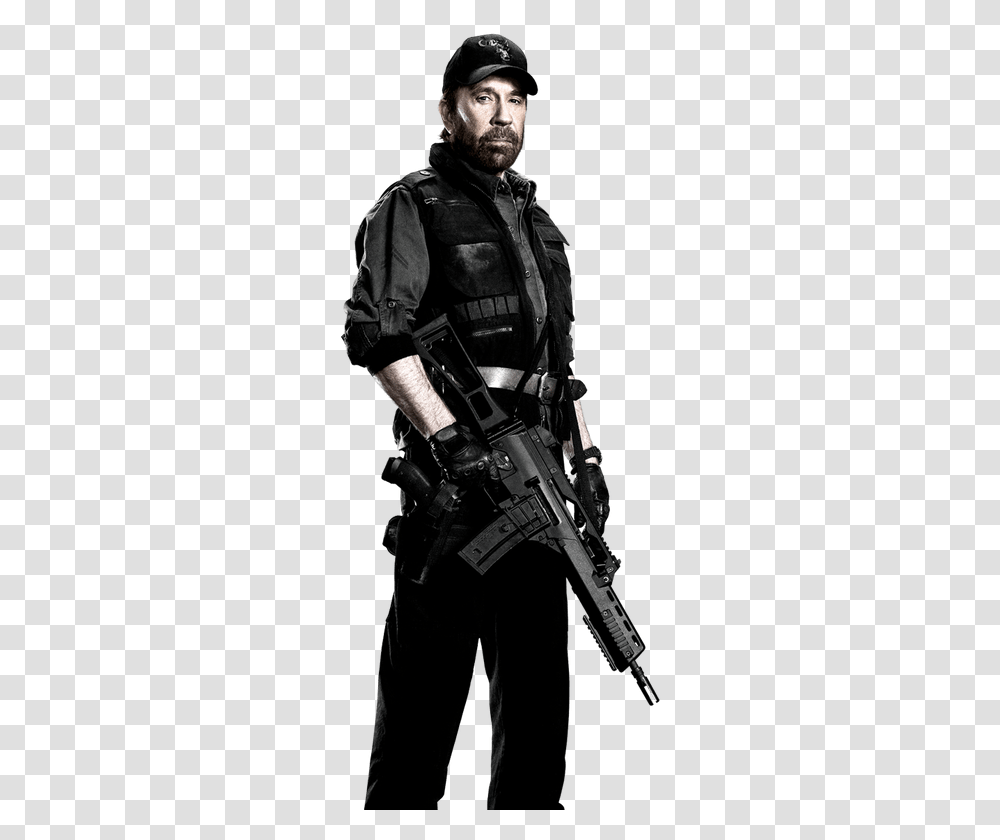 The Expendables Chuck Norris Side View Clip Arts Chuck Norris The Expendables, Person, Human, Weapon, Weaponry Transparent Png