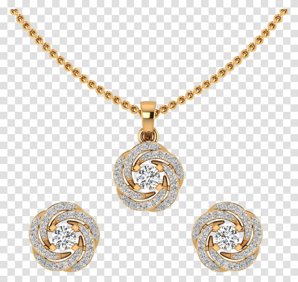 The Floral Whirl Diamond Pendant Set Real Diamond Pendant Set, Necklace, Jewelry, Accessories, Accessory Transparent Png
