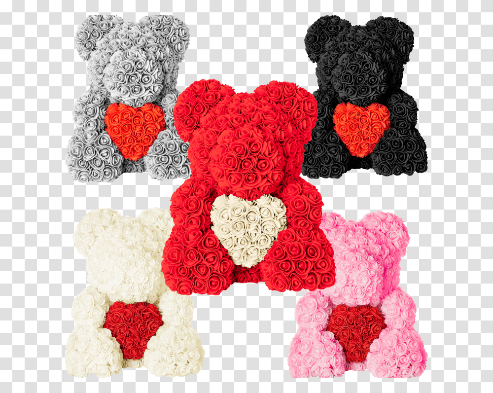 The Forever Handmade Rose Petal Teddy Bears With Heart Teddy Bear Made Of Roses, Cushion, Pillow, Wedding Cake, Dessert Transparent Png