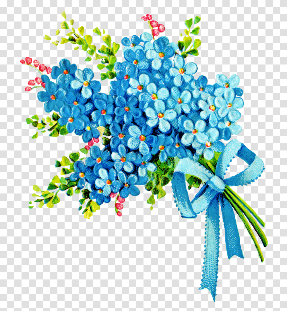The Fresh Pastel Colors Harken Begining Of This Forget Blue Flower Bouquet, Plant, Graphics, Art, Blossom Transparent Png