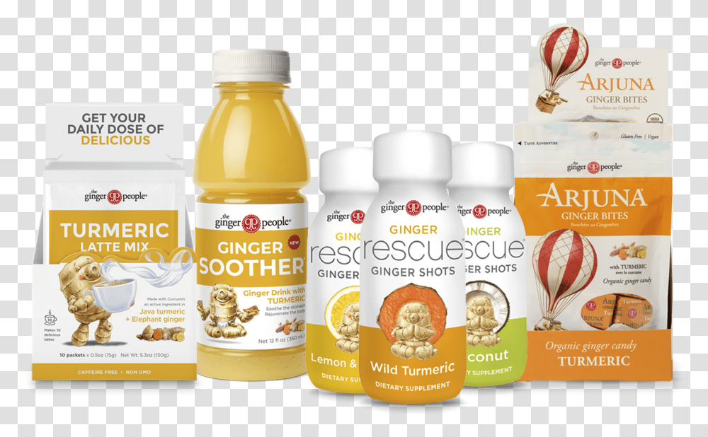 The Ginger People Releases 3 Turmeric Infused Drinks Ginger People Ginger Shots With Tumeric, Label, Text, Juice, Beverage Transparent Png