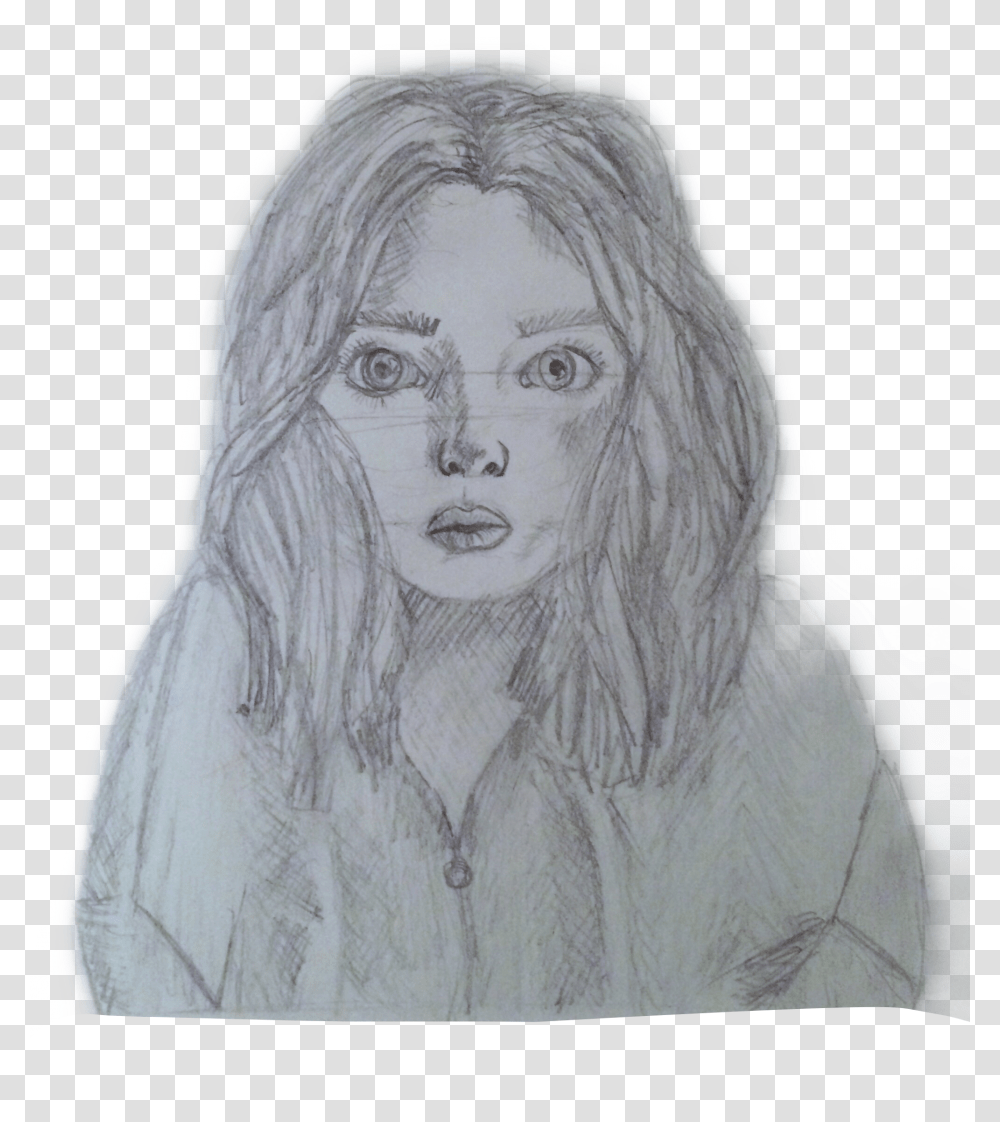 The Girl With The Messy Hair Sketch Transparent Png