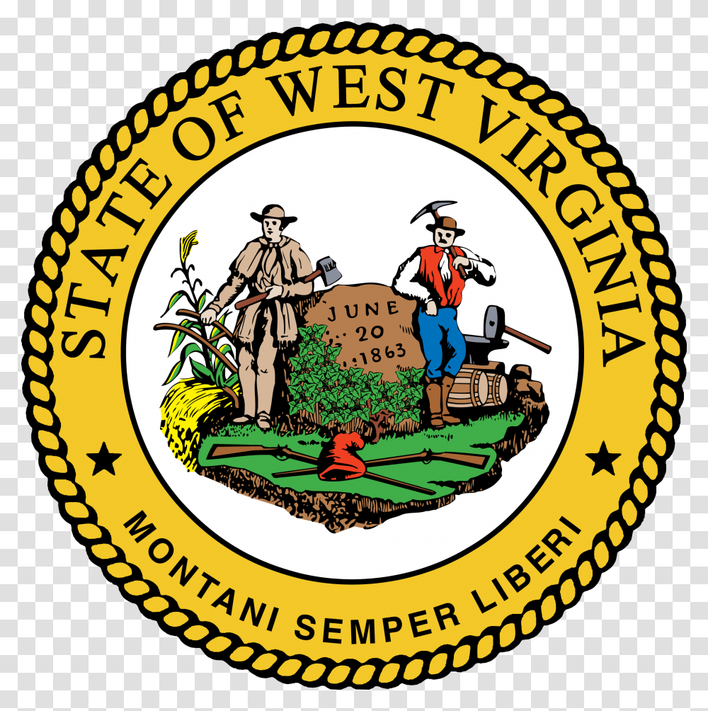 The Great Seal Of West Virginia West Virginia Seal, Person, Logo, Label Transparent Png