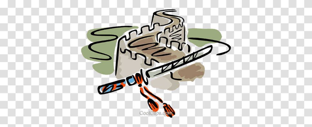 The Great Wall Of China And A Sword Royalty Free Vector Clip Art, Architecture, Building, Housing, Leisure Activities Transparent Png