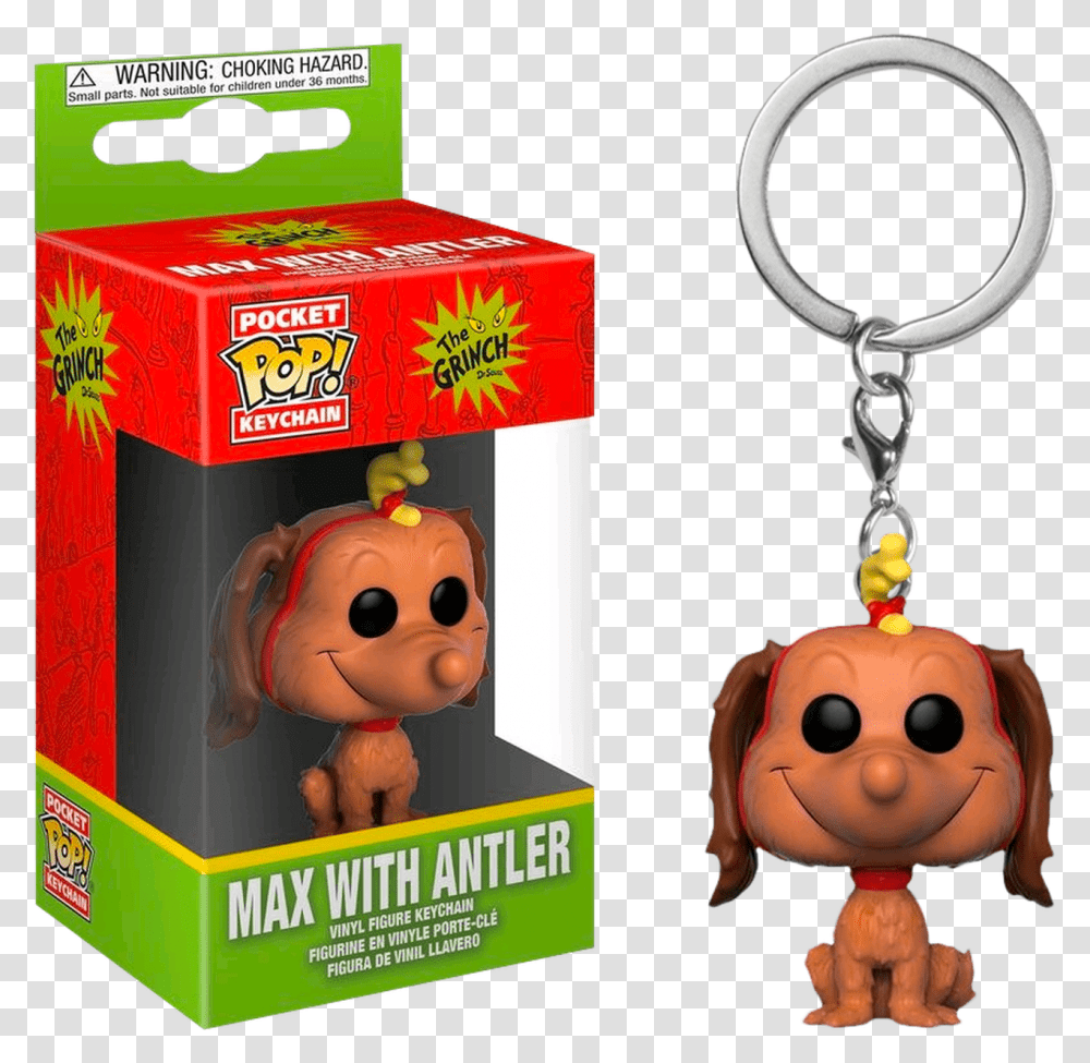 The Grinch Max With Antler Pocket Pop Vinyl Keychain Funko Pop Keychain Christmas, Plant, Animal, Food, Box Transparent Png