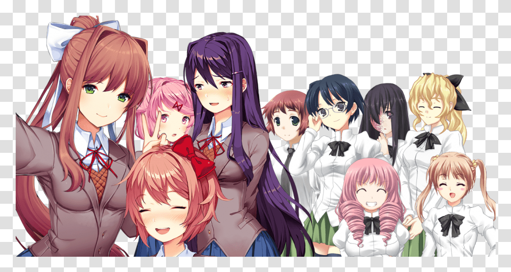 The Group Selfie With Background As Requested By Katawa Shoujo, Manga, Comics, Book, Doll Transparent Png