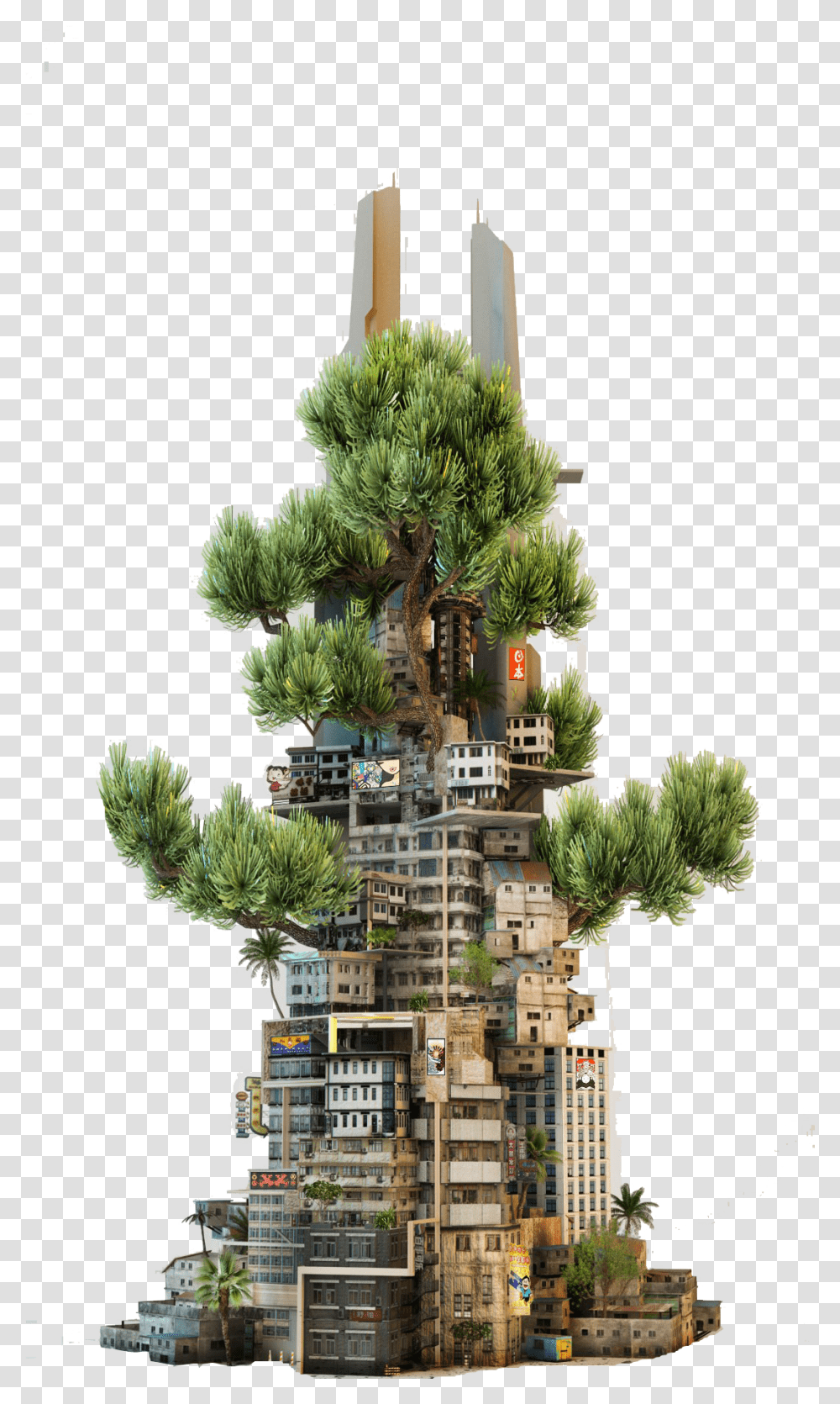 The Growing Building Image Architectural Design 1080, Tree, Plant, Conifer, Housing Transparent Png