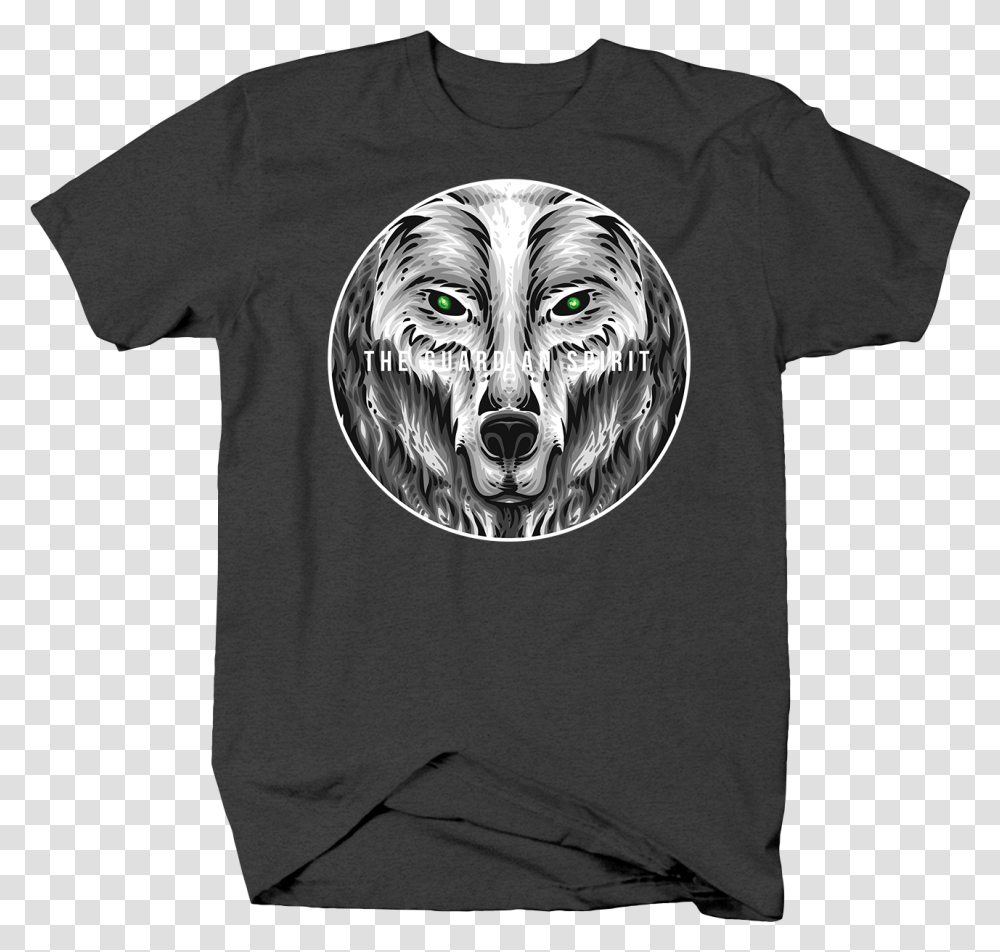 The Guardian Spirit White Wolf Face With Green Eyes Fictional Character, Apparel, T-Shirt Transparent Png
