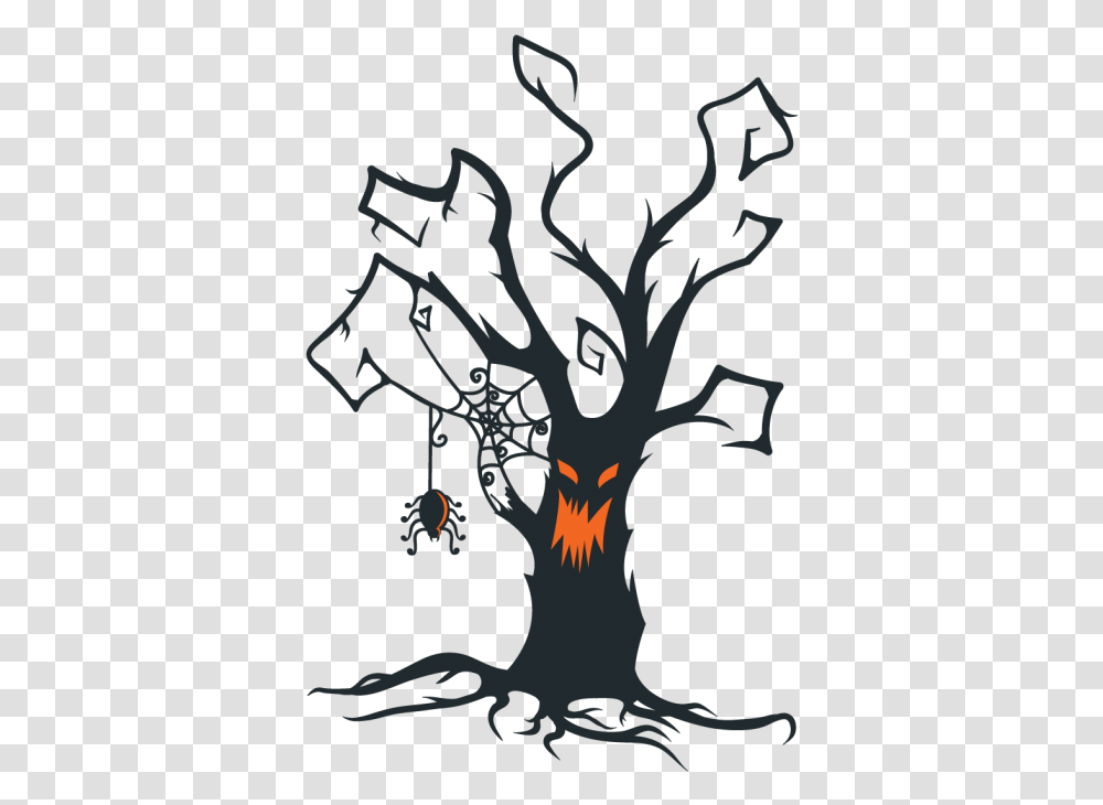 The Halloween Tree Clip Art Halloween Creepy Tree Silhouette, Plant, Poster, Advertisement, Leaf Transparent Png