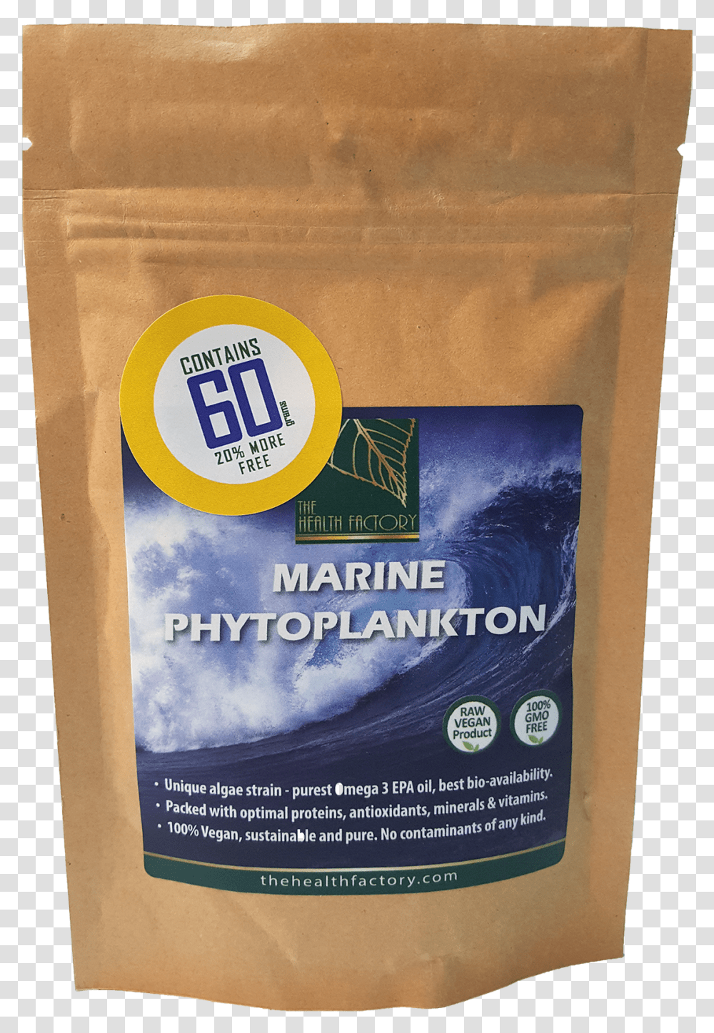 The Health Factory Marine Phytoplankton 60gr Paper Bag, Plant, Food, Flour, Powder Transparent Png