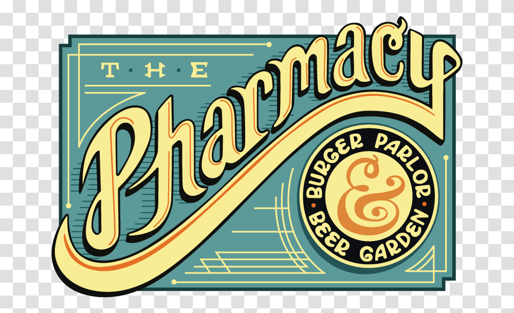 The History Evolution Of Logos The Pharmacy Burger Parlor Beer Garden, Text, Symbol, Label, Alphabet Transparent Png