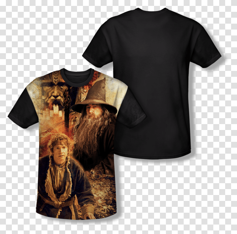 The Hobbit Bilbo And Gandalf All Over T Shirt, Person, Sleeve, Hat Transparent Png