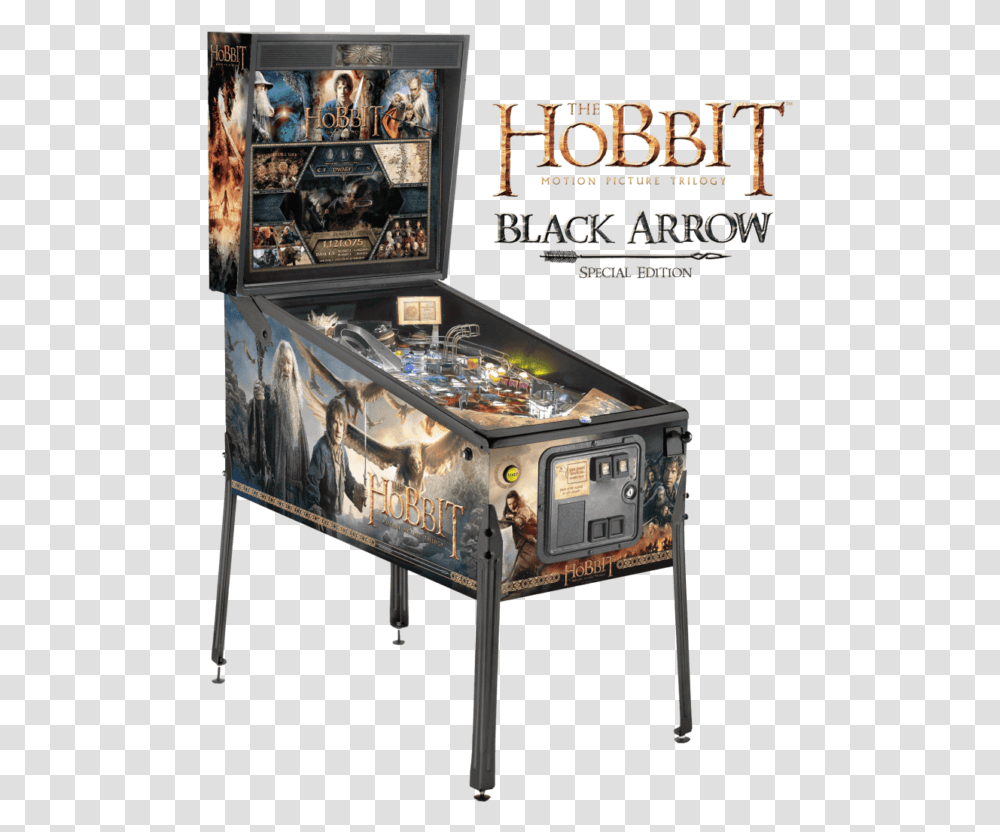 The Hobbit Black Arrow Special Edition Hobbit Pinball Smaug Edition, Arcade Game Machine, Person, Human, Table Transparent Png