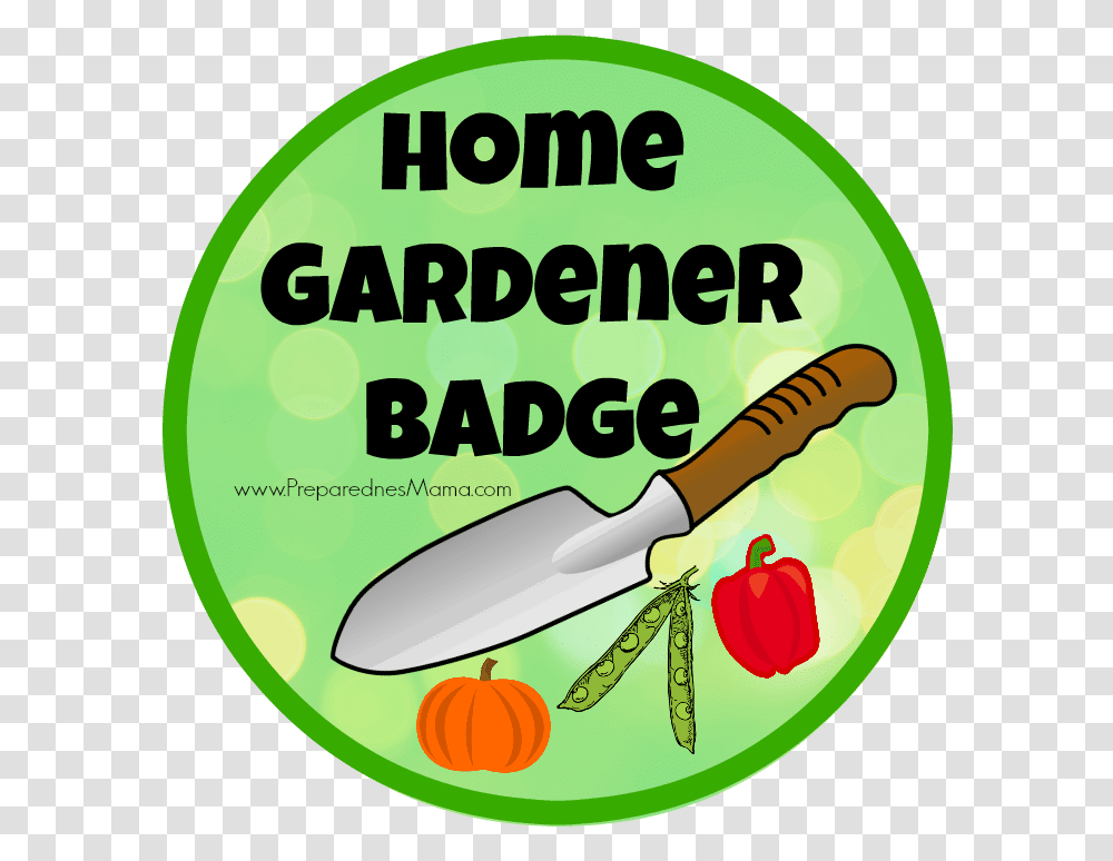 The Home Gardener Badge From The 1954 Girl Scout Handbook Scout Proficiency Badge Gardener, Trowel, Label Transparent Png