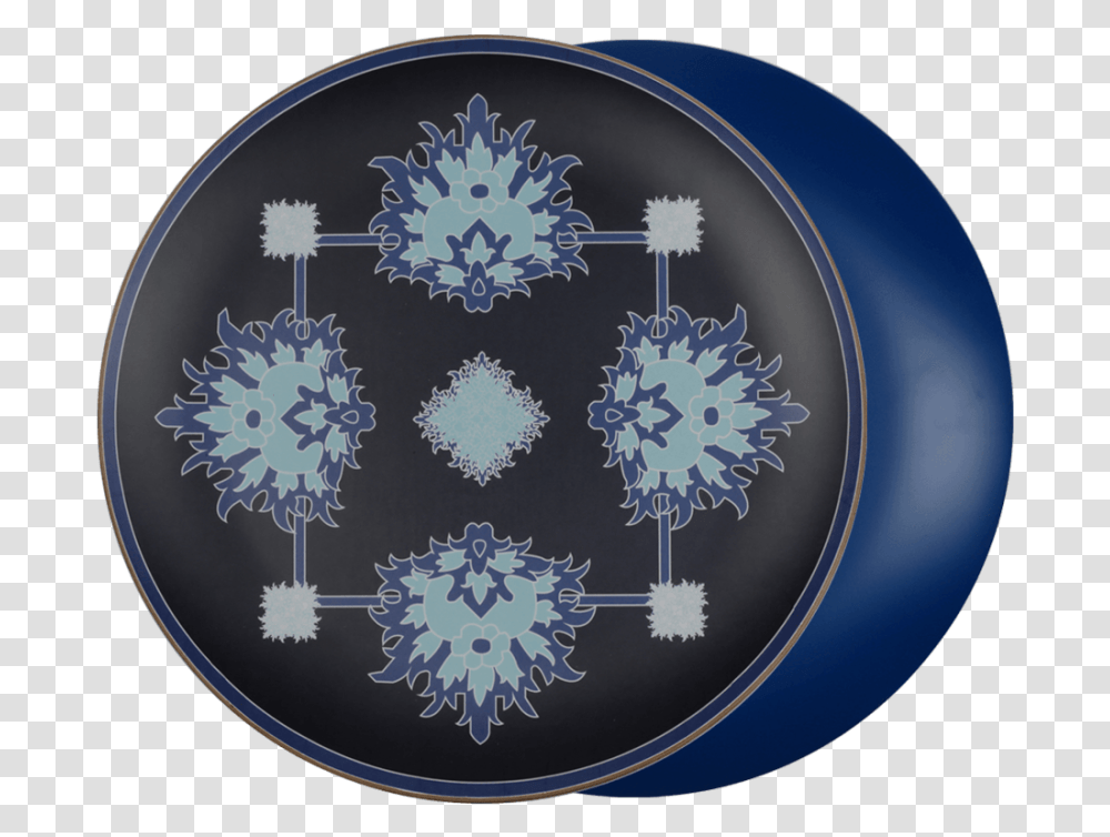 The Hunt Blue Border Laminated Tray Circle, Snowflake, Pattern, Ornament, Rug Transparent Png
