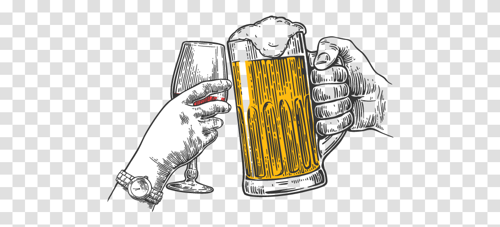 The Ideal Wine For Every Kind Of Beer Lover Beer In Hand Drawing, Glass, Alcohol, Beverage, Drink Transparent Png