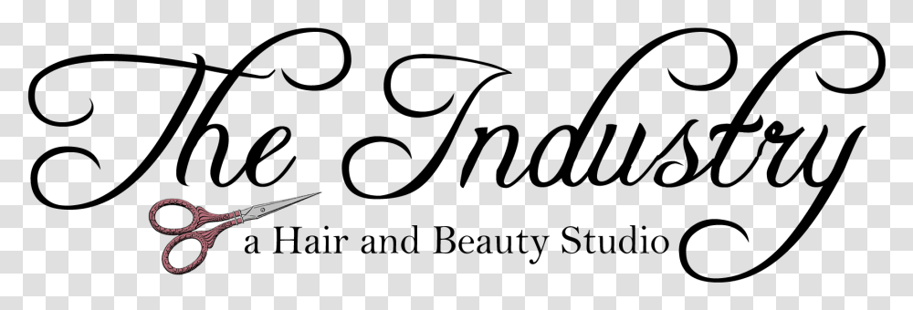 The Industry A Hair And Beauty Studio Logo Calligraphy, Scissors, Blade, Weapon, Weaponry Transparent Png