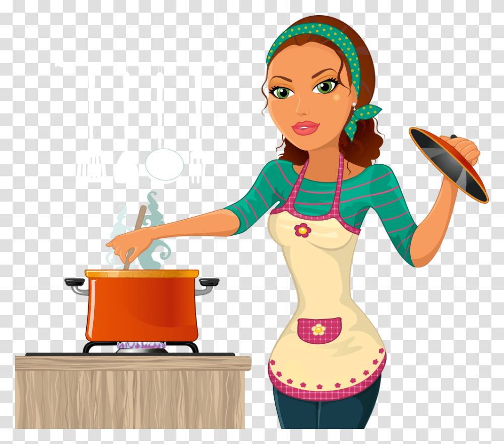 The Kitchen Chef Woman Cooker Woman Vector, Person, Washing, Drum, Percussion Transparent Png