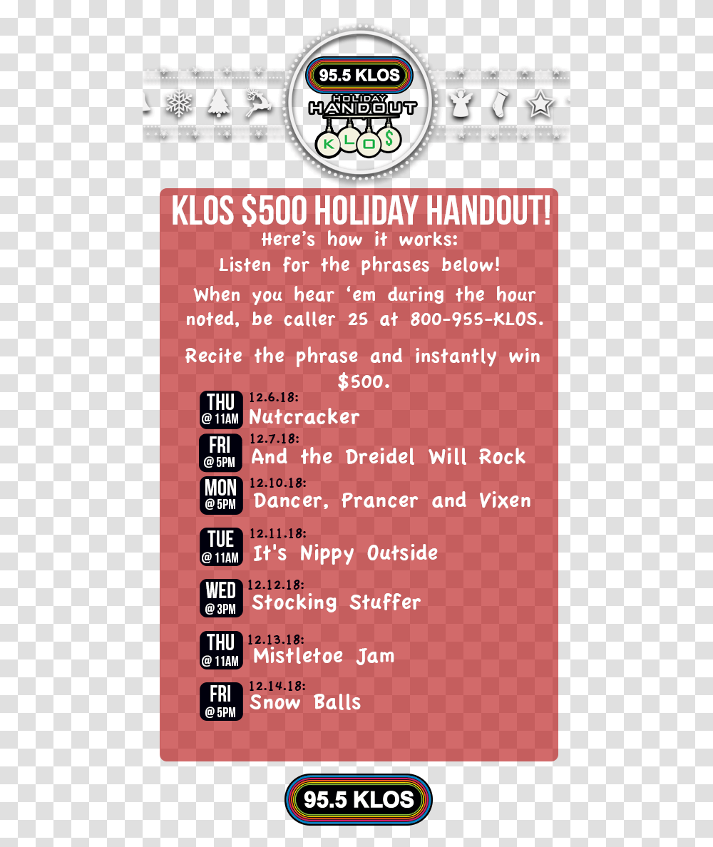 The Klos 500 Holiday Handout Semaine Pour L Emploi Des Personnes Handicapes 2015, Number, Poster Transparent Png